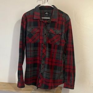 O’Neil fleece jacket button up red black